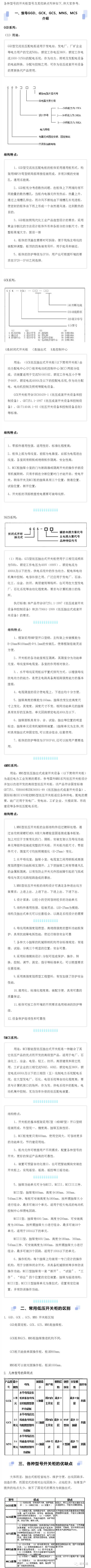 低電壓開關柜每個型號概述、用途、優點和缺點